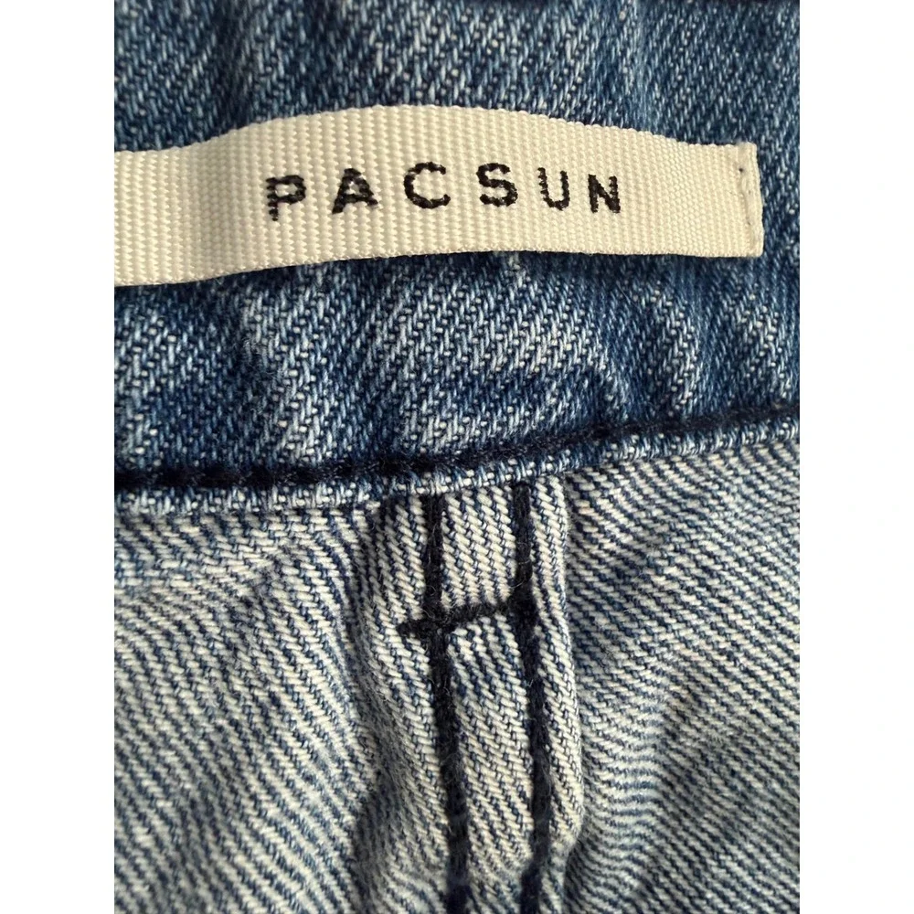 PacSun Baggy Jeans Womens 26 Blue Denim Bandana Patchwork High Rise Wide Leg - Picture 3 of 7